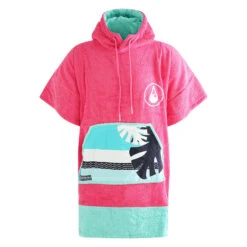 WAVE HAWAII PONCHO BAMBOO PINK WAVE En Coton Bio Et Fibre De Bamboo