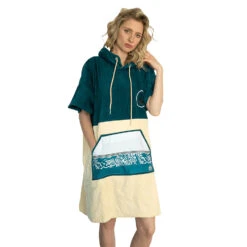 WAVE HAWAII PONCHO COTTON VELOURS PETROL En Coton Bio -AQUALUNG Soldes Boutique WAVE HAWAII PONCHO COTTON VELOURS PETROL en coton bio WH 6